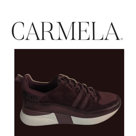 Carmela Other - CARMELA Burgundy Leather Wedge Laced Trainer Size:9/ 40 M